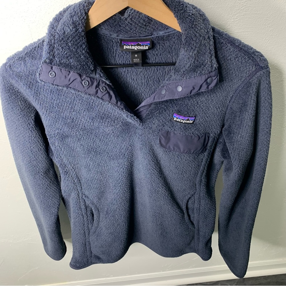 Patagonia Navy Blue Fleece T Snap Pullover Sweater Jacket Medium